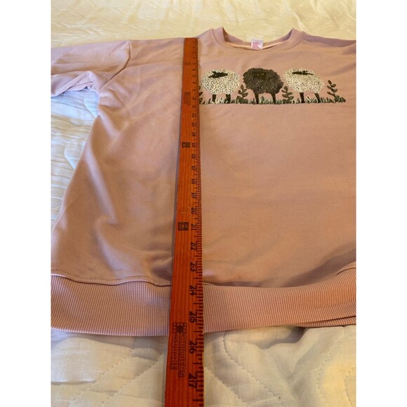 Sweatshirt Size 0XL (12-14) Soft Pink Lightweight with Sheep Pullover Soft - Picture 10 of 11